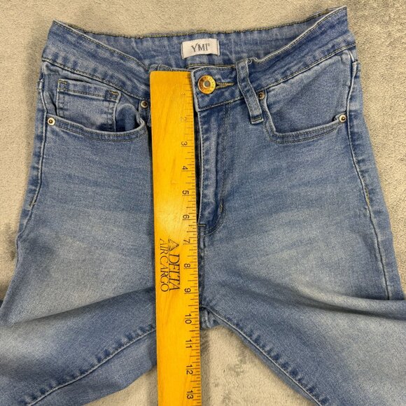 Y2K Light Wash Flare Denim Jeans Womens Mid-Rise Distressed Grunge Preppy Frayed - Picture 8 of 9